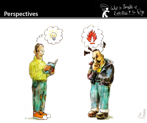 Cartoon: Perspectives (medium) by PETRE tagged light,thoughts,differences