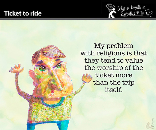 Cartoon: Ticket to ride (medium) by PETRE tagged religion,ticket,reise,travel