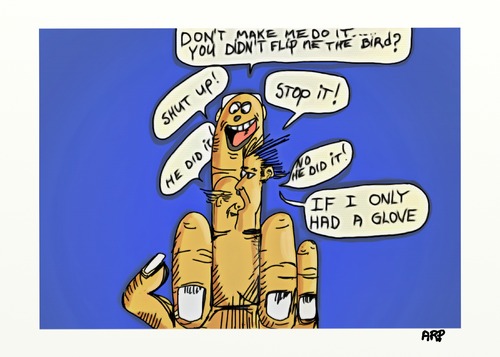 Cartoon: DO NOT MAKE ME GET THE GLOVE (medium) by tonyp tagged arp,glove,mad,finger,anger