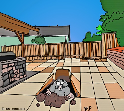 Cartoon: Mole digging up new tile (medium) by tonyp tagged arp,mole,yard,dig,digging,arptoons
