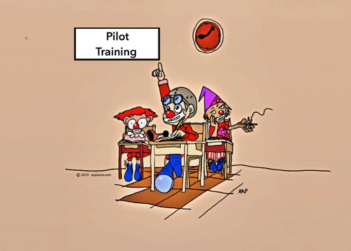 Cartoon: Pilot Training (medium) by tonyp tagged arp,clown,arptoons,pilots,airplane,crash,training