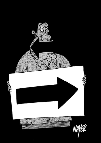 Cartoon: Hypocrisy (medium) by Nayer tagged two,ways,lost,mind,hypocrisy,black,white,lair