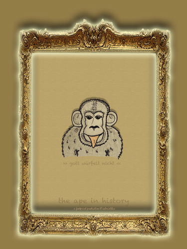 Cartoon: the ape in history-no.9-einstein (medium) by schmidibus tagged zeit,materie,raum,physiker,weltberühmt,wissenschaftler,relativitätstheorie,einstein,albert