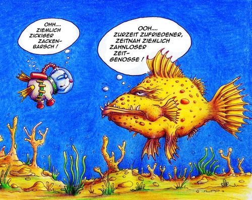 Cartoon: Zackenbarsch (medium) by Jupp tagged maulwurf,cartoon,tauchen,ozean,meer,fisch,zackenbarsch,jupp