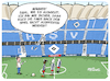 Cartoon: HSV letztes Spiel (small) by FEICKE tagged hamburg,sportverein,hsv,fussball,bundesliga,aufstoeg,relegation,motivation,corona,fans