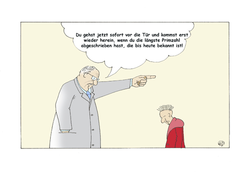 Cartoon: Höchste Primzahl II (medium) by Erwin Pischel tagged primzahl,lehrer,schueler,schule,klasse,tadel,hinauswurf,verweis,paedagogik,pischel