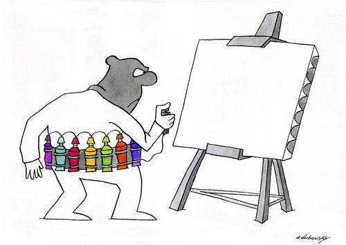 Cartoon: Artist-terrorist (medium) by Dubovsky Alexander tagged art,terrorist,artist