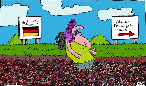 Cartoon: Abflug (medium) by Leichnam tagged abflug,dschungelcamp,ekel,gewürm,schleim,schnecken,ungeziefer