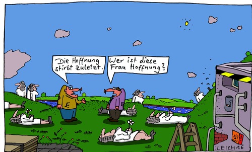 Cartoon: zuletzt (medium) by Leichnam tagged zuletzt,frau,hoffnung,sterbebett,in,freier,natur