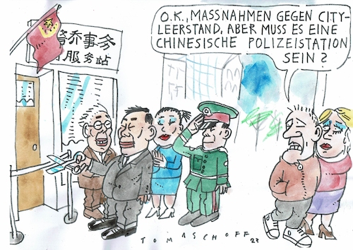 Cartoon: Polizeistation (medium) by Jan Tomaschoff tagged china,polizei,city,leerstand,china,polizei,city,leerstand