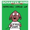 Cartoon: Scharfer Hund (small) by Tricomix tagged satire,hund,chappi,charles,hebdon,terror,paris,attentat,tierheim