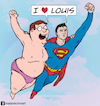 Cartoon: Peter griffin and Superman (small) by matan_kohn tagged petergriffin,superman,dc,dccomics,funny,caricature,familyguy,television,movie,cinmatic,gag,illustration,drawing,louis,meme,wierd,wtf,geek,comic,marvel,comicon,boom,fly,flying,sky,art