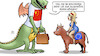Cartoon: China-Europa-Besuch (small) by Harm Bengen tagged china,drachen,europa,stier,besuch,hochheben,augenhöhe,xi,harm,bengen,cartoon,karikatur