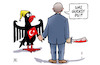 Cartoon: Deutschland zu Syrien-Invasion (small) by Harm Bengen tagged deutschland,bundesadler,michel,adler,usa,sanktionen,türkei,krieg,kurden,rojava,waffenembargo,europa,eu,harm,bengen,cartoon,karikatur