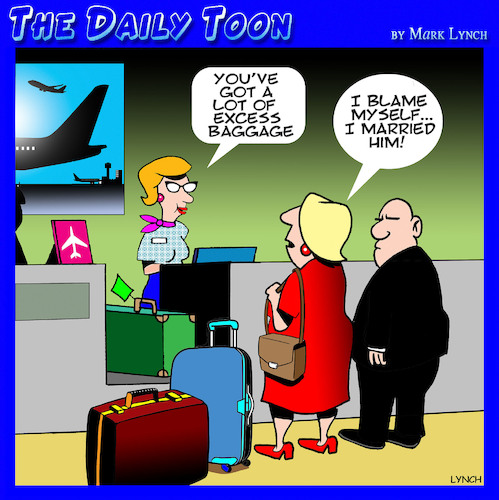 Cartoon: Excess baggage (medium) by toons tagged airline,travel,excess,baggage,check,in,airline,travel,excess,baggage,check,in