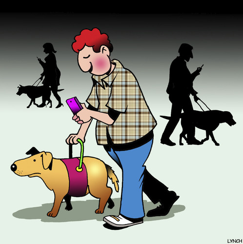 Cartoon: Seeing eye dogs (medium) by toons tagged texting,guide,dog,seeing,eye,animals,texting,guide,dog,seeing,eye,animals