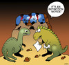Cartoon: Extinction notice (small) by toons tagged dinosaurs,stone,age,extinct,eviction,homeless