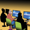 Cartoon: Eyesbook (small) by toons tagged facebook,burka,burqa,islam,religion,internet,cafe,social,networks,updating,status