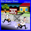 Cartoon: Trespassers (small) by toons tagged jehovahs,witnesses,mormans,warning,signs