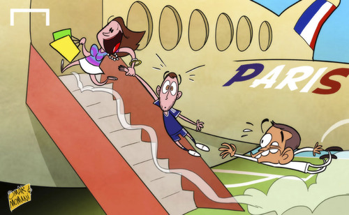 Cartoon: Hazard wife hotfoots it to Paris (medium) by omomani tagged chelsea,mourinho,hazard