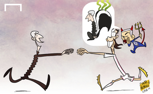 Cartoon: Mourinho urges Khedira to snub A (medium) by omomani tagged arsenal,chelsea,khedira,mourinho,real,madrid,wenger