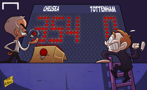 Cartoon: Sherwood hopes Spurs switch (medium) by omomani tagged chelsea,mourinho,premier,league,tim,sherwood,tottenham