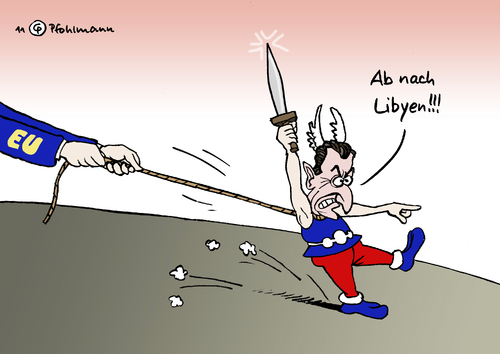 Cartoon: Sarkozyx (medium) by Pfohlmann tagged libyen,eu,europa,sarkozy,frankreich,revolution,aufstand,flugverbot,flugverbotszone,militär,libyen,europa,sarkozy,frankreich,revolution,aufstand,flugverbot,flugverbotszone,militär