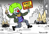 Cartoon: HASS macht SPASS (small) by Pfohlmann tagged karikatur,cartoon,2015,color,farbe,deutschland,frankfurt,ausschreitungen,blockupy,ezb,einweihung,kapitalismus,straßenschachten,gewalt,clown,hass,spaß,spass,proteste,gewalttäter