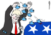 Cartoon: Trumps Twitterattacke (small) by Pfohlmann tagged karikatur,cartoon,2016,color,farbe,usa,trump,twitter,vögel,kandidat,republikaner,präsidentschaftswahl,wahlkampf,unterstützung,elefant,rückzug,partei,parteifreunde,distanzierung