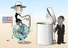 Cartoon: Endlich! (small) by Erl tagged bush obama amtszeit anfang ende usa erde mülleimer