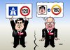 Cartoon: SPD Tempolimit (small) by Erl tagged spd,vorsitzender,sigmar,gabriel,vorschlag,tempolimit,120,stundenkilometer,autobahn,kanzlerkandidat,peer,steinbrück,wut,180,kluft,riss