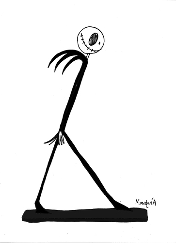Cartoon: Jack cometti (medium) by Munguia tagged jack,tim,burton,alberto,giacometti,walking,man,sculpture