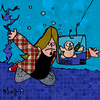 Cartoon: grunge fishing (small) by Munguia tagged nevermind,20,years,nirvana,baby,cover,parody,parodies,pool,underwater,fishing,grunge,90s,munguia,costa,rica,humor,caricatura,rock,generation