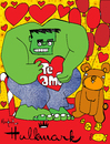Cartoon: hulkmark (small) by Munguia tagged love hulk green marvel superheroe heroe hallmark cards grettings