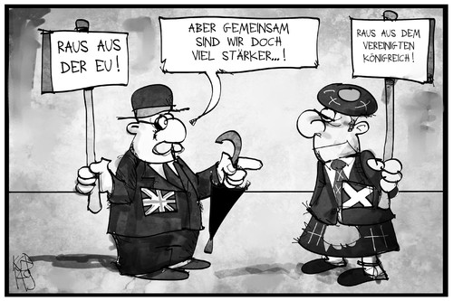 Cartoon: Schottland-Referendum (medium) by Kostas Koufogiorgos tagged karikatur,koufogiorgos,schottland,referendum,uk,brite,unabhaengigkeit,politik,eu,europa,karikatur,koufogiorgos,schottland,referendum,uk,brite,unabhaengigkeit,politik,eu,europa