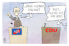 Cartoon: AfD und CDU (small) by Kostas Koufogiorgos tagged karikatur,koufogiorgos,pascha,merz,cdu,afd,pult