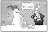 Cartoon: Frost Neujahr! (small) by Kostas Koufogiorgos tagged karikatur,koufogiorgos,illustration,cartoon,neujahr,weihnachten,schnee,weiß,verspätung,pünktlichkeit,schneemann,beschwerde,winter,wetter