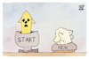 Cartoon: New Start (small) by Kostas Koufogiorgos tagged karikatur,koufogiorgos,new,start,atom,vertrag,putin,matroschka,puppe,rakete