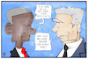 Cartoon: Obama und Gauck (small) by Kostas Koufogiorgos tagged karikatur,koufogiorgos,illustration,cartoon,obama,gauck,präsident,usa,deutschland,trump,rede,abschied,demokratie,politik