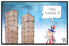 Cartoon: Twin Towers (small) by Kostas Koufogiorgos tagged karikatur,koufogiorgos,illustration,cartoon,bombe,terrorismus,terrorist,anschlag,usa,twin,towers,pakete,911,september