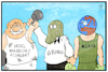 Cartoon: Verlierer Klima (small) by Kostas Koufogiorgos tagged karikatur,koufogiorgos,illustration,cartoon,klima,gewinner,sieger,verlierer,erde,umwelt,politik,sondierung,regierungsbildung,ziel,umweltschutz,natur,kampf,boxring