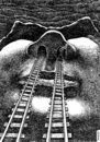 Cartoon: train tunnels (small) by Medi Belortaja tagged train,tunnels,nose,railways,face,trip