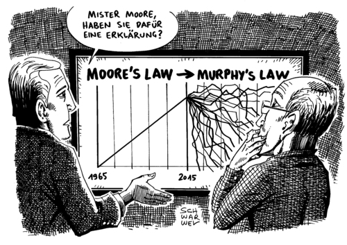 Cartoon: Moores Law wird 50 (medium) by Schwarwel tagged moore,law,gesetz,faustregel,komplexibilität,schaltkreis,minimal,komponenten,kosten,karikatur,schwarwel,moore,law,gesetz,faustregel,komplexibilität,schaltkreis,minimal,komponenten,kosten,karikatur,schwarwel