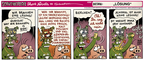 Cartoon: Schweinevogel Lösung (medium) by Schwarwel tagged schweinevogel,iron,doof,sid,pinkel,comic,comicstrip,schwarwel,schweinevogel,iron,doof,sid,pinkel,comic,comicstrip,schwarwel