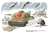 Cartoon: Merkel Türkei Afrin (small) by Schwarwel tagged merkel,regierungserklärung,flüchtlingskrise,flüchtlinge,geflüchtete,flüchtlingspolitik,kriegsflüchtlinge,krieg,waffen,terror,zerstörung,anschlägewaffen,militär,waffenexport,waffenexporte,deutsche,panzer,kurden,türkei,ankara,erdogan,bombe,bomben,afrin,mit,deutschen,panzern,gegen,leopard,soldat,soldaten,vertreibung,zivilisten,is,islamischer,staat,miliz,syrien,kampfpanzer,türkische,armee,türkischer,nationalismus,militanter,islamismus,fluchtursachen,flucht,asyl,rüstungsexporte,kurdenmiliz,ypg,politik,außenpolitik,nato,europa,rechtsextrem,rechtsextremismus,faschist,faschisten,diktatur,diktator,karikatur,schwarwel