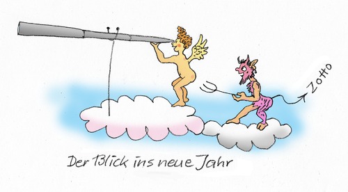Cartoon: Der Blick ins neue Jahr (medium) by Zotto tagged glück,gesundheit,liebe,freude,erfolg