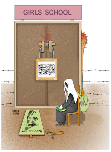 Cartoon: 3 years away from education! (medium) by Shahid Atiq tagged afghanistan