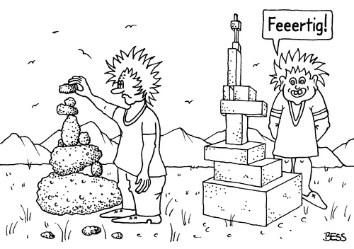 Cartoon: Ich habe fertig (medium) by besscartoon tagged kinder,spiel,steine,bess,besscartoon