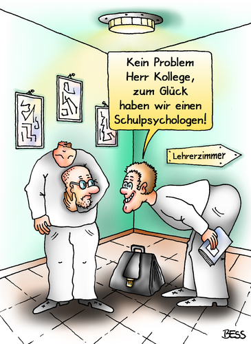 Cartoon: kopflos (medium) by besscartoon tagged schule,lernen,unterricht,schulpsychologe,pädagogik,erziehung,hauptschule,realschule,gemeinschaftsschule,werkrealschule,gymnasium,lehrer,pauker,bess,besscartoon