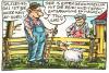 Cartoon: Biofleisch (small) by GB tagged bio fleisch metzger schlachter öko natur bauer landwirt ernährung essen tiere
